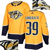 Predators #39 Lindback Gold With Special Glittery Logo Adidas Jersey,baseball caps,new era cap wholesale,wholesale hats